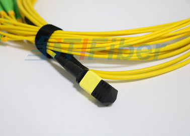 Κίτρινος 12 πυρήνας MPO στα καλώδια μπαλωμάτων οπτικών ινών FC για το δίκτυο τηλεπικοινωνιών