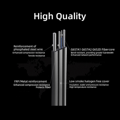 Εξωτερικό εναέριο καλώδιο GJYXCH Drop LZSH Single Mode 1 2 4 Core G652D G657A1 G657A2 FTTH Fiber Drop Optic Cable