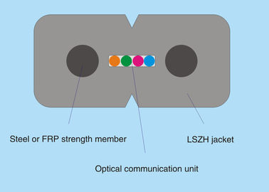 Ενιαίο καλώδιο οπτικών ινών πτώσης τρόπου FTTH με το χαλύβδινο σύρμα/το μέλος δύναμης FRP