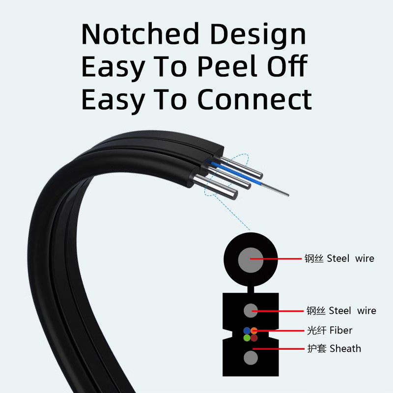 Εξωτερικό εναέριο καλώδιο GJYXCH Drop LZSH Single Mode 1 2 4 Core G652D G657A1 G657A2 FTTH Fiber Drop Optic Cable